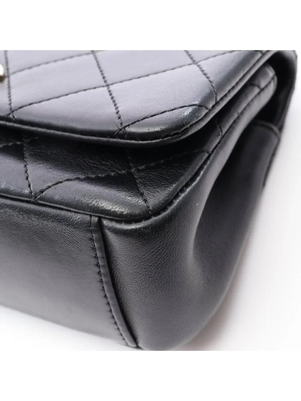 Chanel Shoulder Bag Quilted Black Lambskin Small Flap Chain